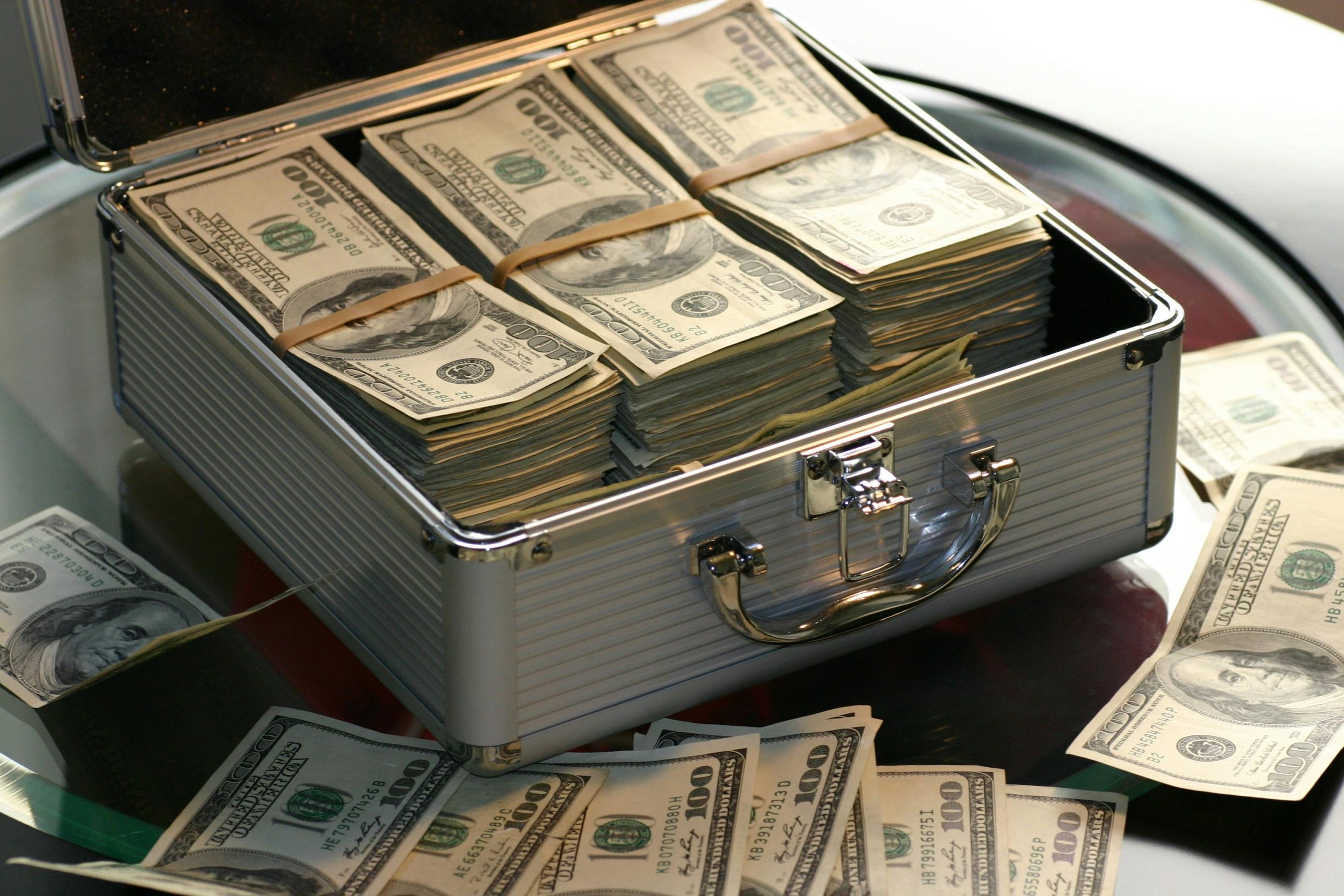 Large stacks of $100 bills.